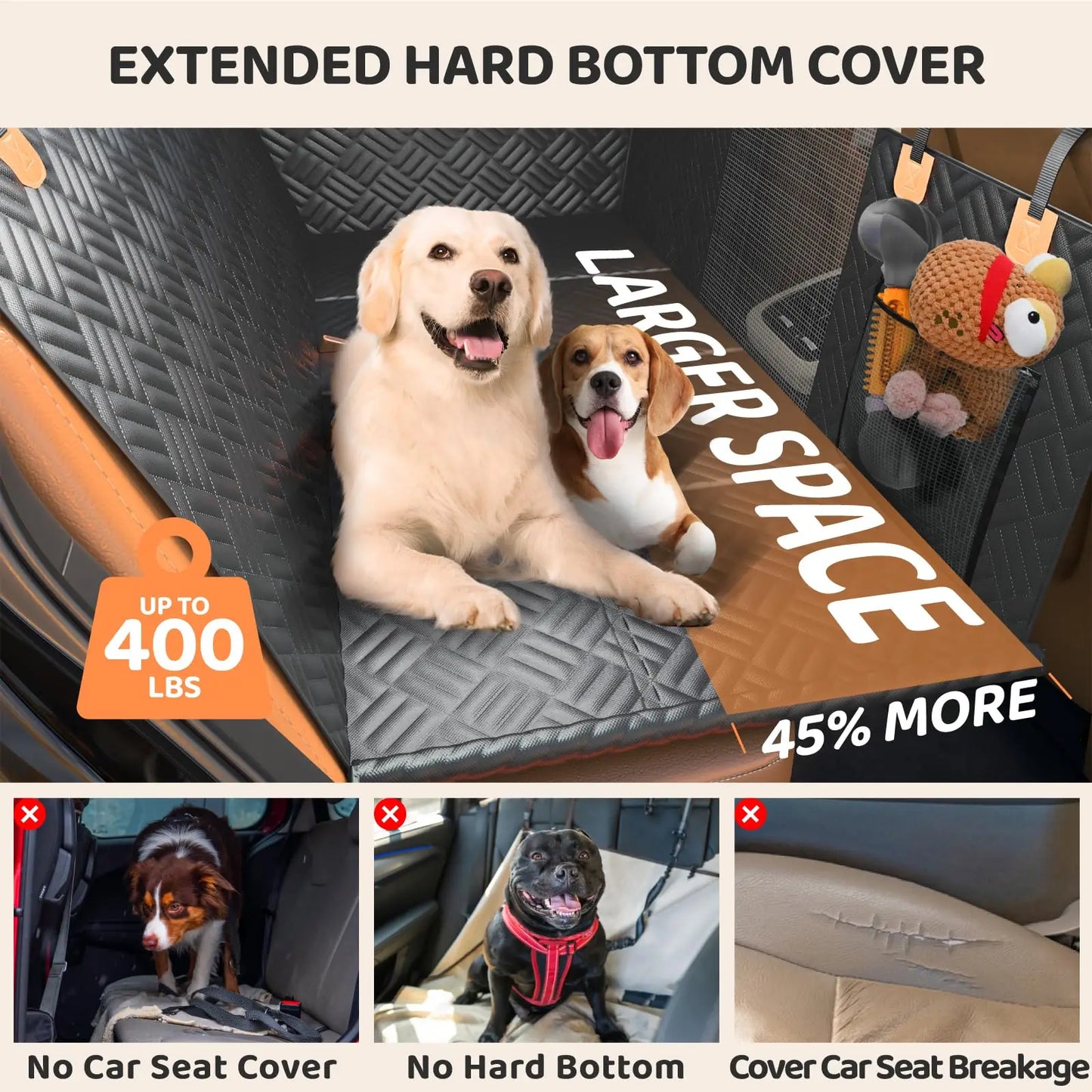 Heavy-Duty Rear Seat Extender Dog Hammock Cover