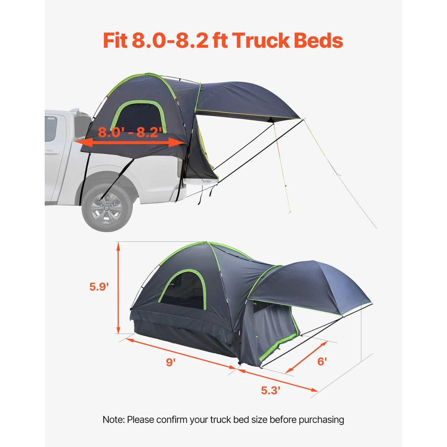 SucceBuy 2-3 Person Waterproof Pickup Truck Bed Tent
