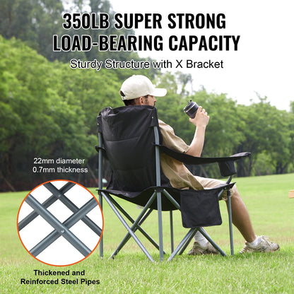 SucceBuy Portable Padded Camping Chair with Lumbar Support