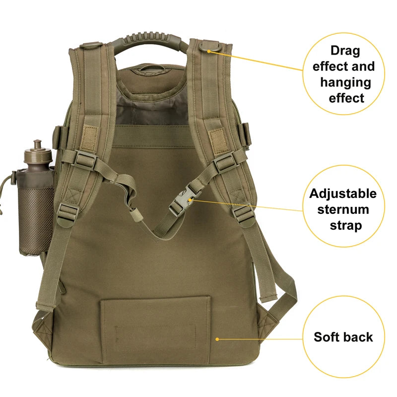 LQARMY 65L Outdoor Tactical Outdoor Backpack Military Travel Rucksack