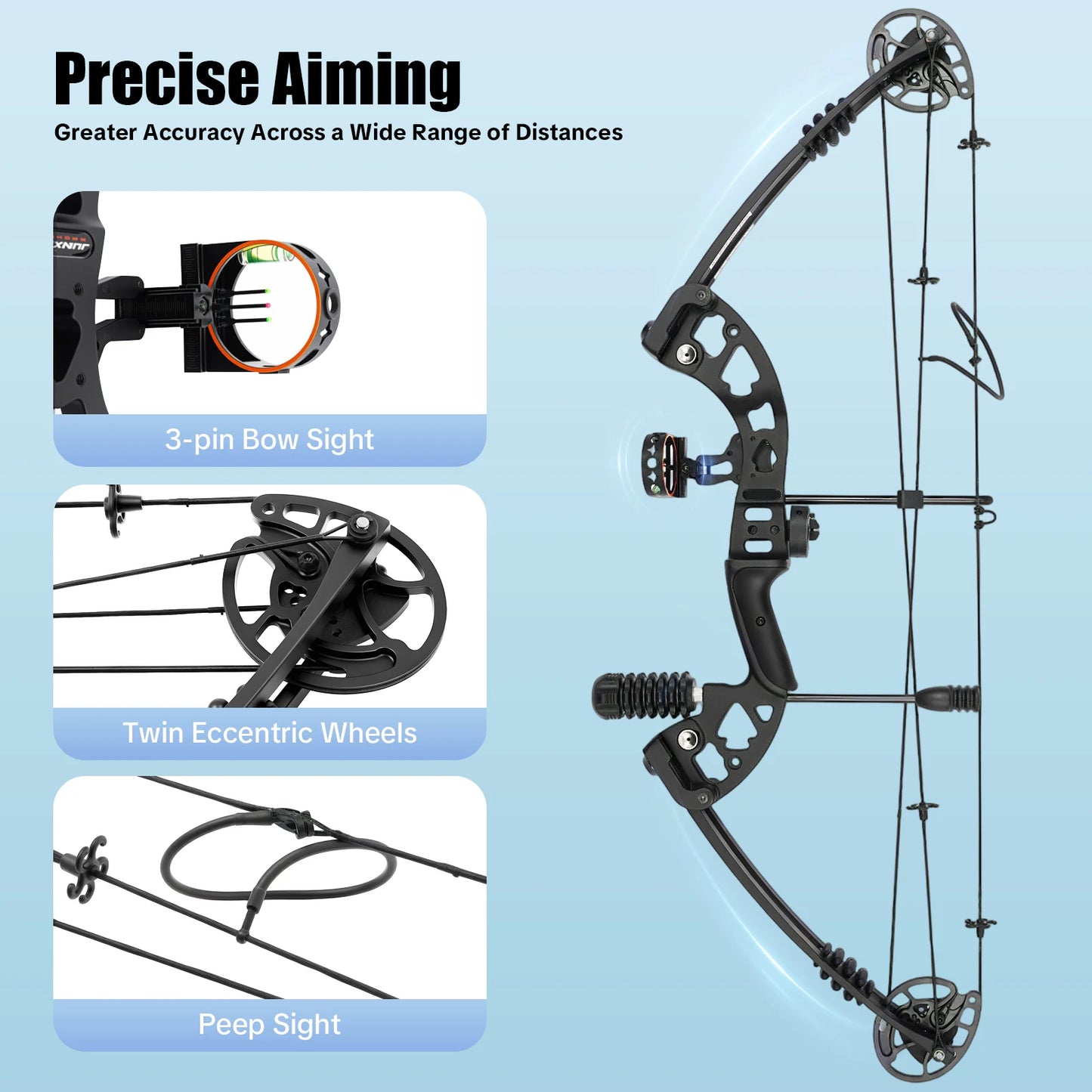 Right-Handed 30-55lbs Compound Bow 12 Arrows Arch Set