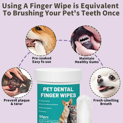Fresh-Breath Pet Dental Wipes for Dogs & Cats