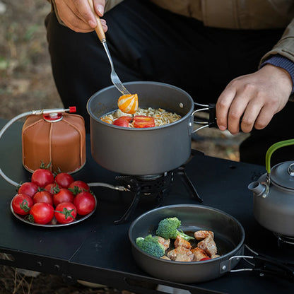 Portable 3-Piece Camping Cookware Pot Pan Kettle Set