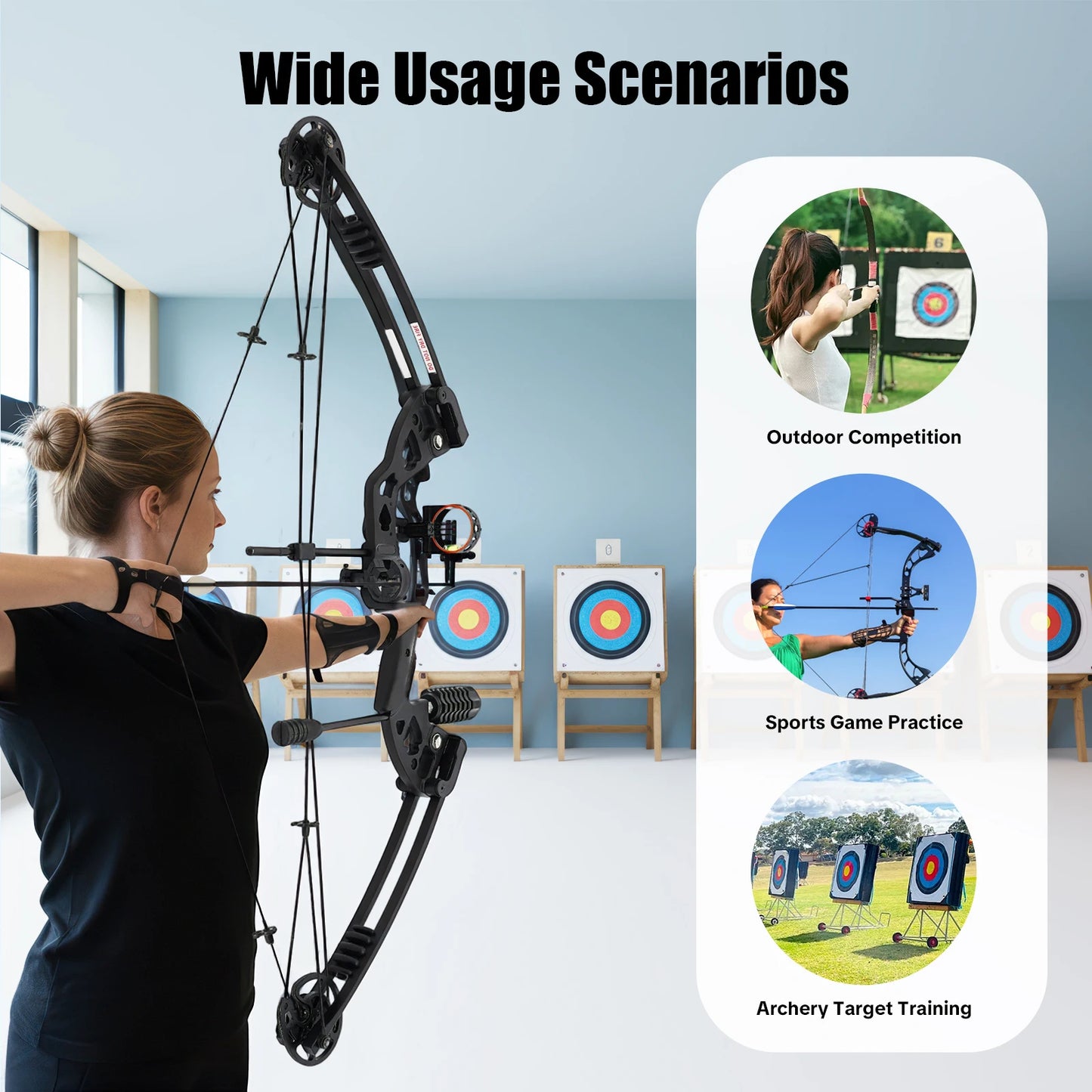 Right-Handed 30-55lbs Compound Bow 12 Arrows Arch Set