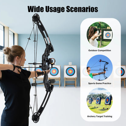 Right-Handed 30-55lbs Compound Bow 12 Arrows Arch Set