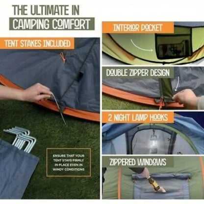 Waterproof 2 Door 4-Person Camping Tent
