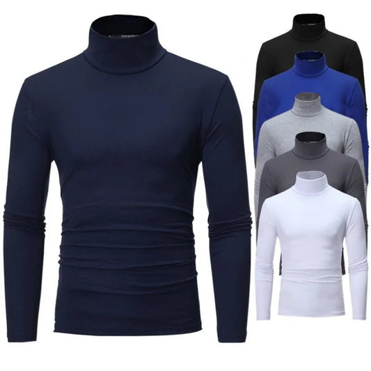 Men's High Neck Long Sleeve Breathable T-shirt-Slim Fit