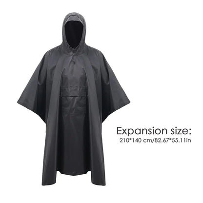 Long Waterproof Hooded Raincoat for Hiking and Camping