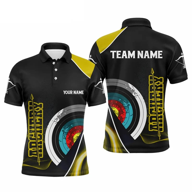Male Archery 3D Printed Pattern Polo Shirts