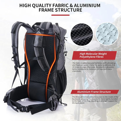 Naturehike 60+5L Waterproof Hiking Backpack with Rain Cover