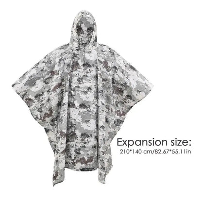 Long Waterproof Hooded Raincoat for Hiking and Camping