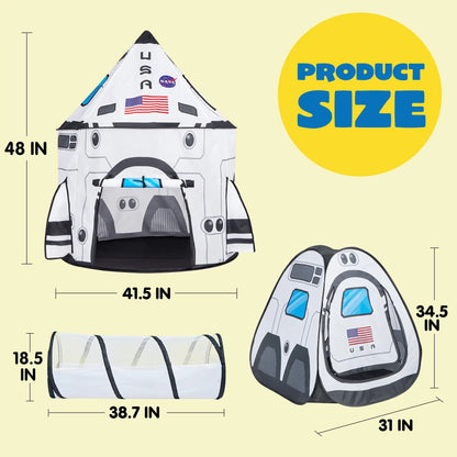 3-Piece Play Rocket Ship Tent for Kids