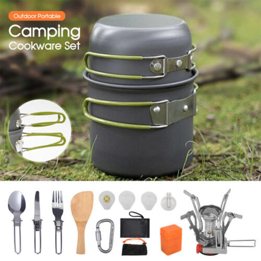 Portable Aluminum Camping Cookware Set for Outdoor Cooking