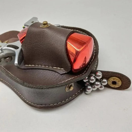 Black/Brown Slingshot and Steel Ball Leather Holster/Carrier