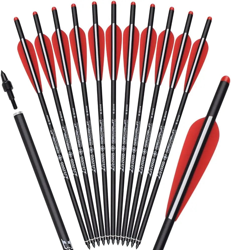Carbon Crossbow Bolts Set with Replaceable Arrowhead Tips