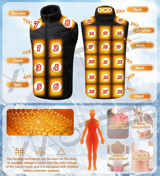 Unisex 28-Zone USB-Powered Thermal Heated Vest