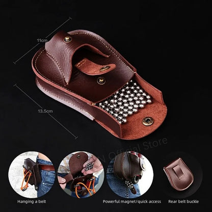 Black/Brown Slingshot and Steel Ball Leather Holster/Carrier
