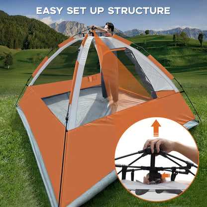 4 Person Waterproof Windproof Pop-Up Camping Tent