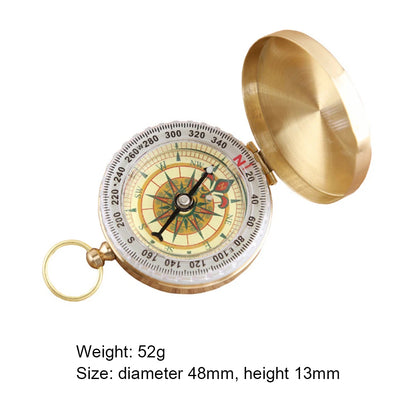 Pure Copper Luminous Retro Flip Compass Tool