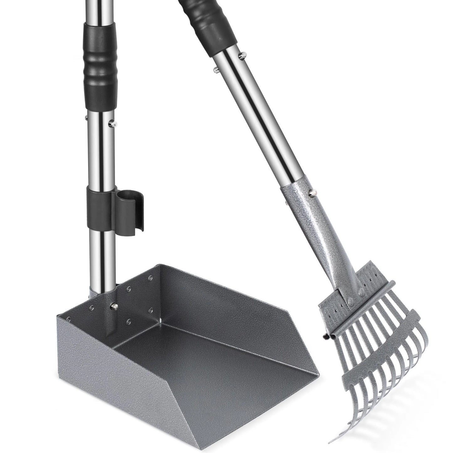 Adjustable Dog Pooper Scooper Tray and Rake Set