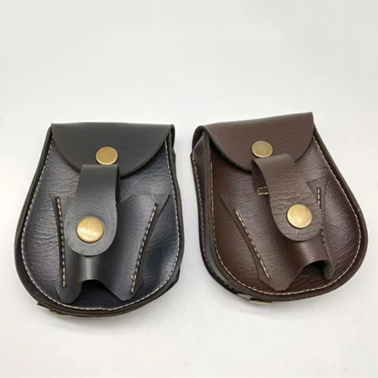 Black/Brown Slingshot and Steel Ball Leather Holster/Carrier