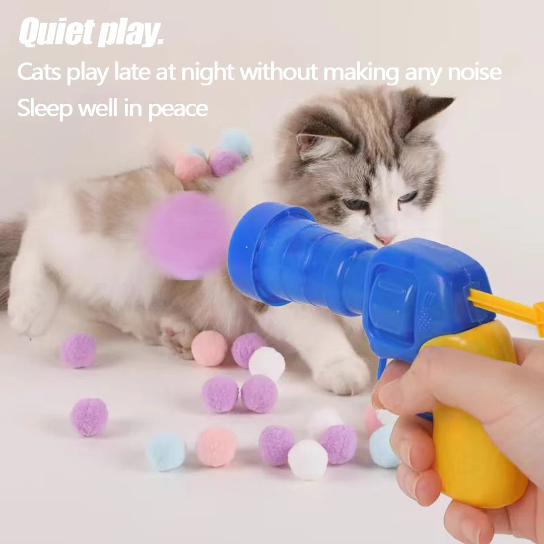 Cat Mini Pompoms Interactive Plush Ball Launcher
