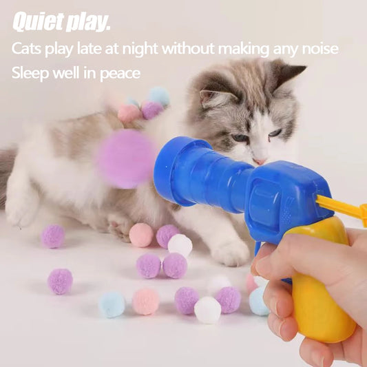 Cat Mini Pompoms Interactive Plush Ball Launcher