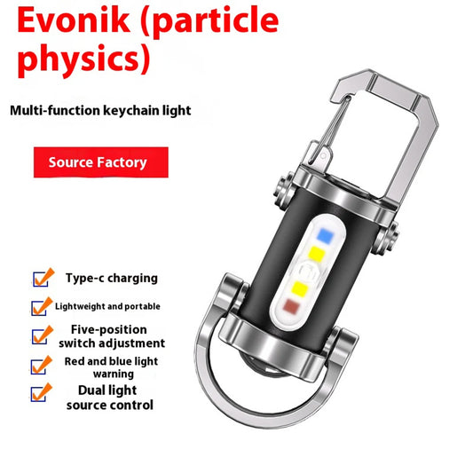 Type-C USB Rechargeable Waterproof Multifunctional Keychain Flashlight