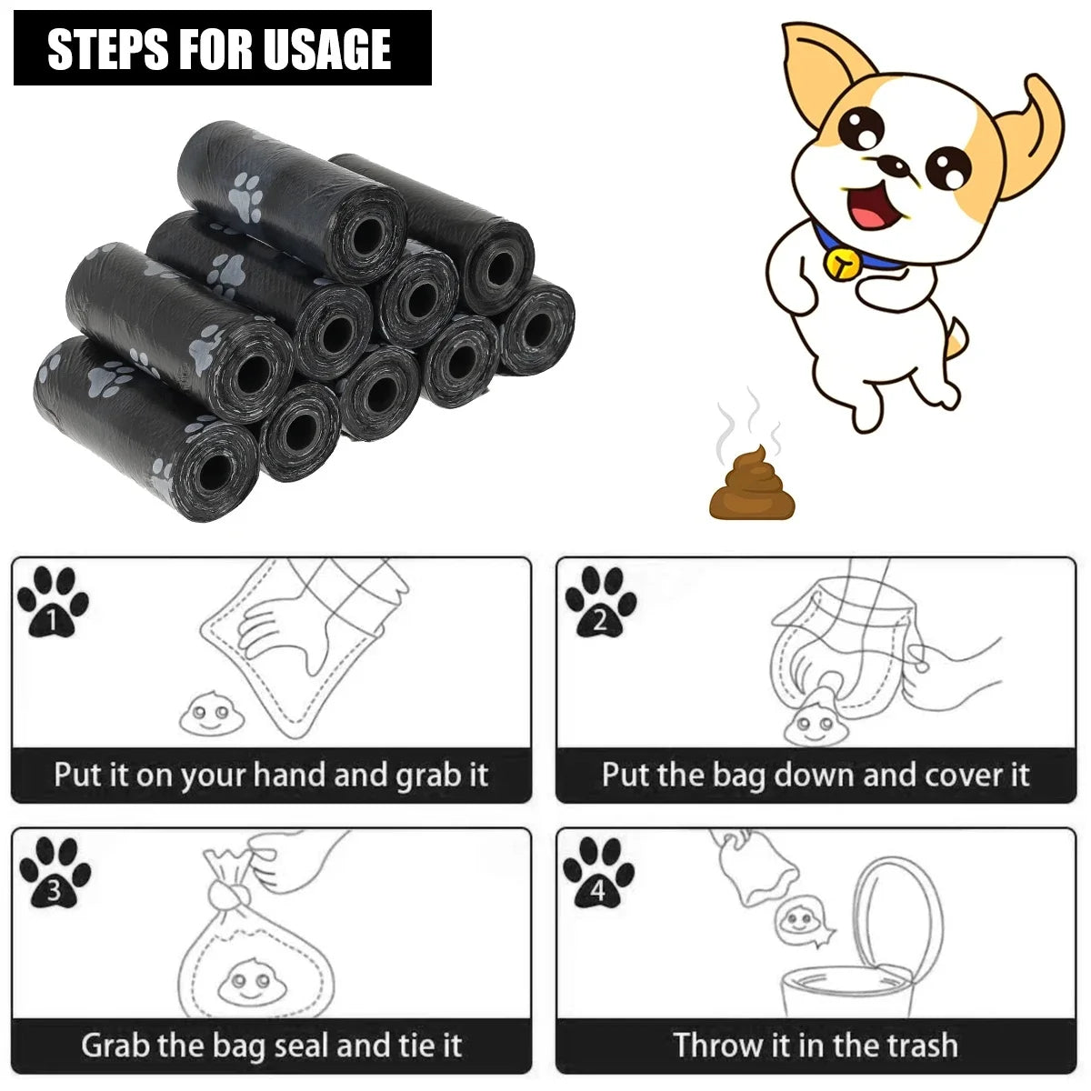 Durable Pet Poop Bag Rolls for Outdoor Cleaning
