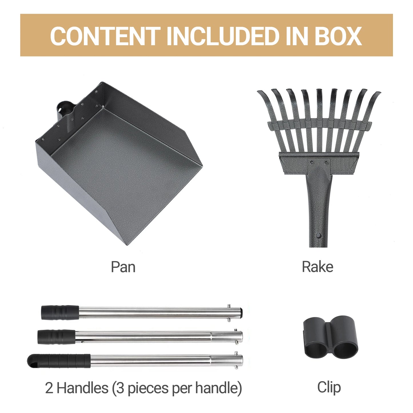 Adjustable Dog Pooper Scooper Tray and Rake Set