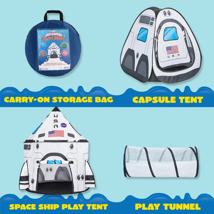 3-Piece Play Rocket Ship Tent for Kids