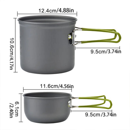 Portable Aluminum Camping Cookware Set for Outdoor Cooking