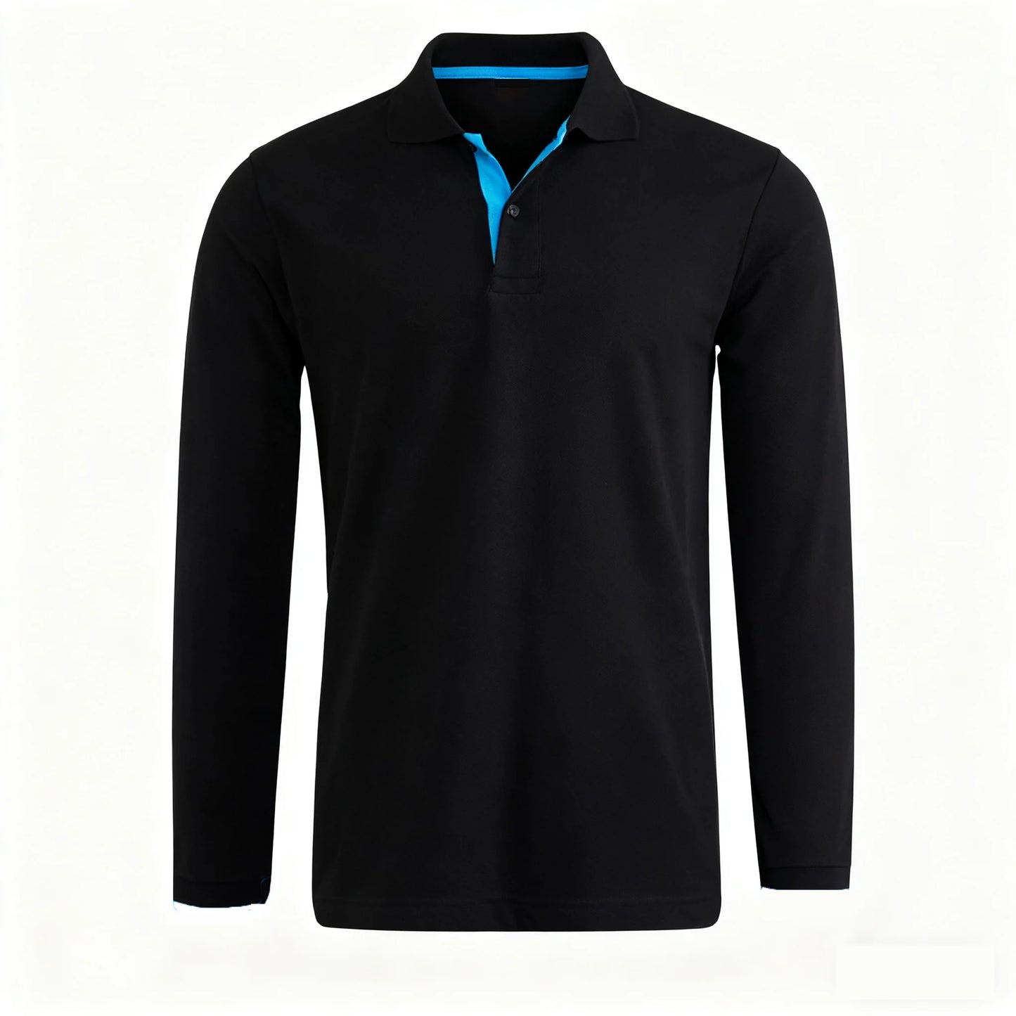 Men's 95% Cotton Long Sleeve Polo Pull-over T-Shirt