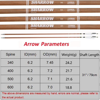 31inch Archery Pure Carbon Arrows Turkey Feathers