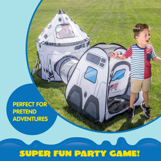 3-Piece Play Rocket Ship Tent for Kids