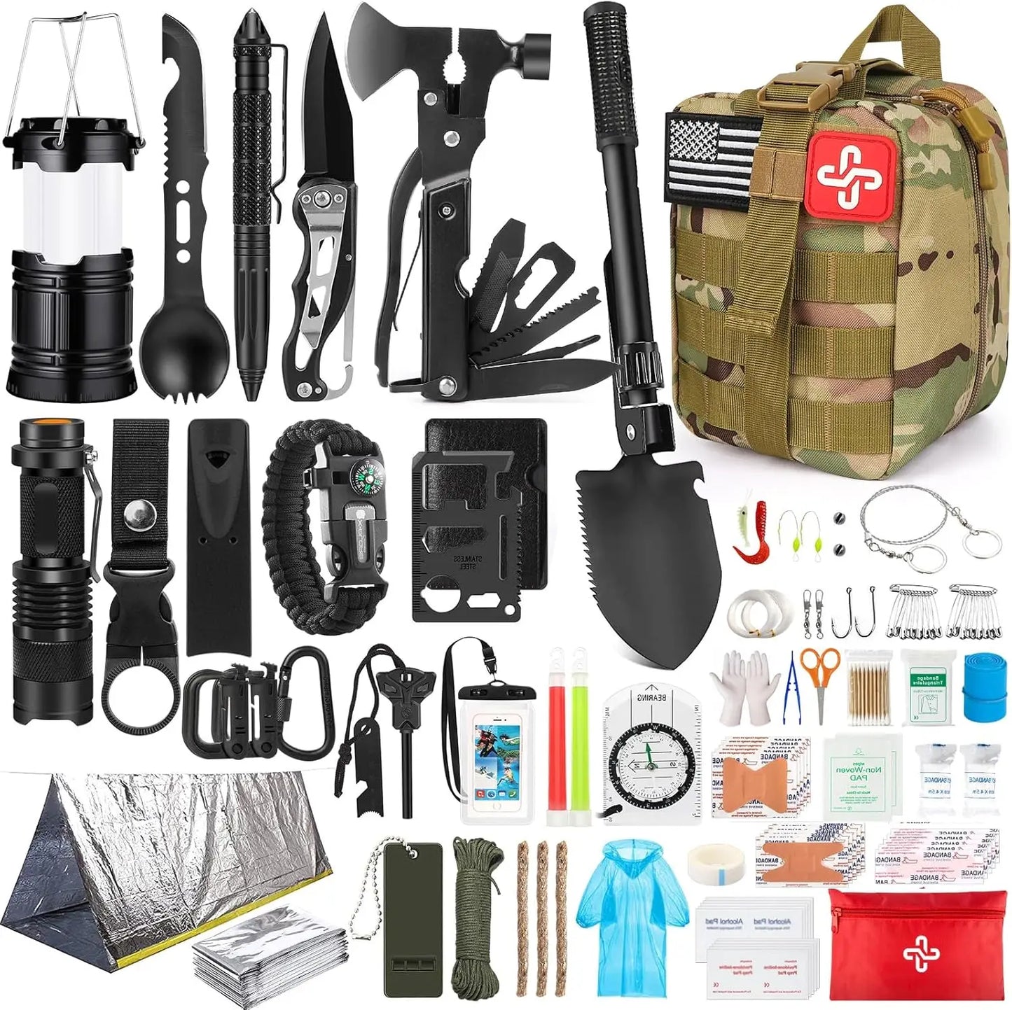 Survival Gear First-Aid Kit with Emergency Tent